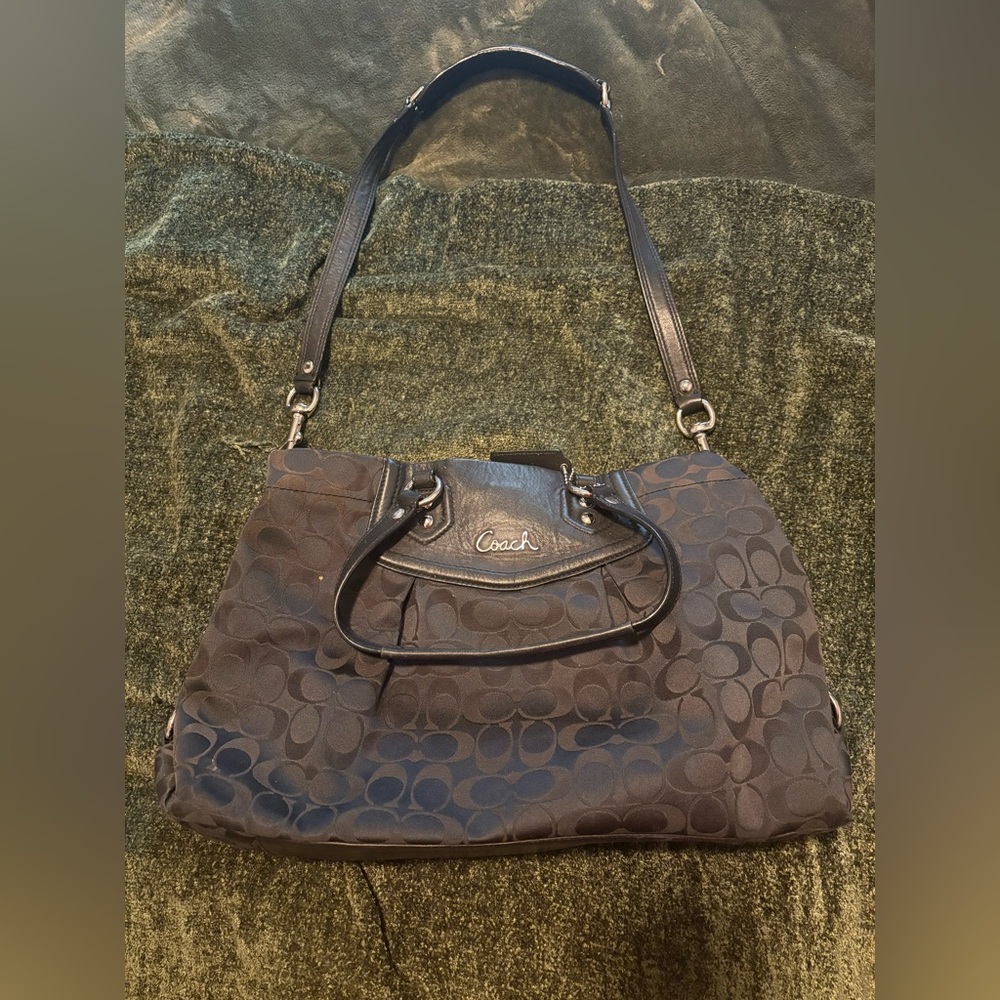 Coach signature black canvas/leather satchel shoulder bag
